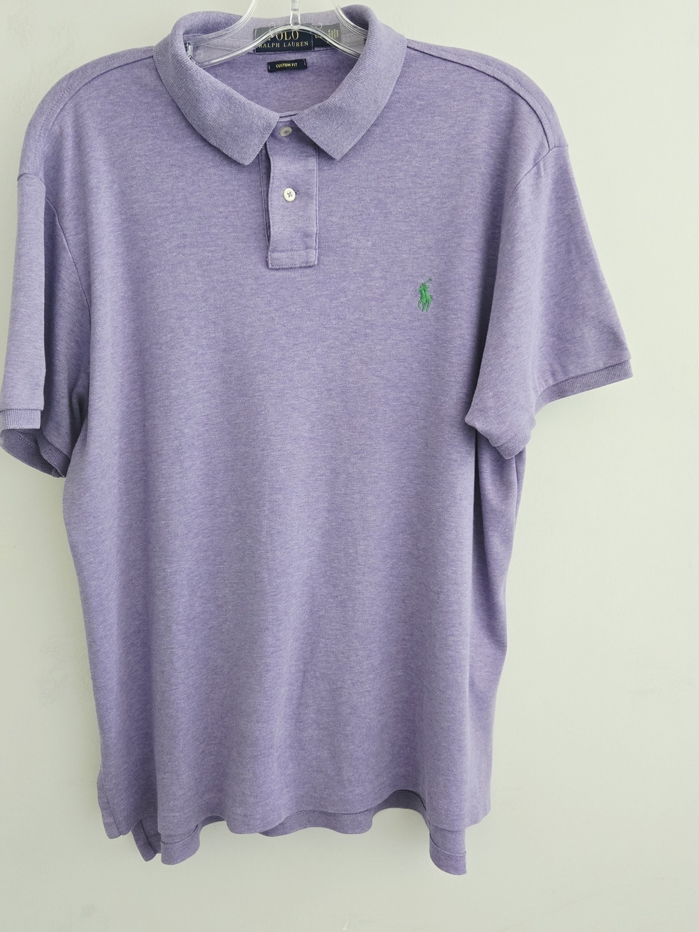Polo by Ralph Lauren Men’s Lavender Custom Fit Green Pony Cotton Polo Shirt